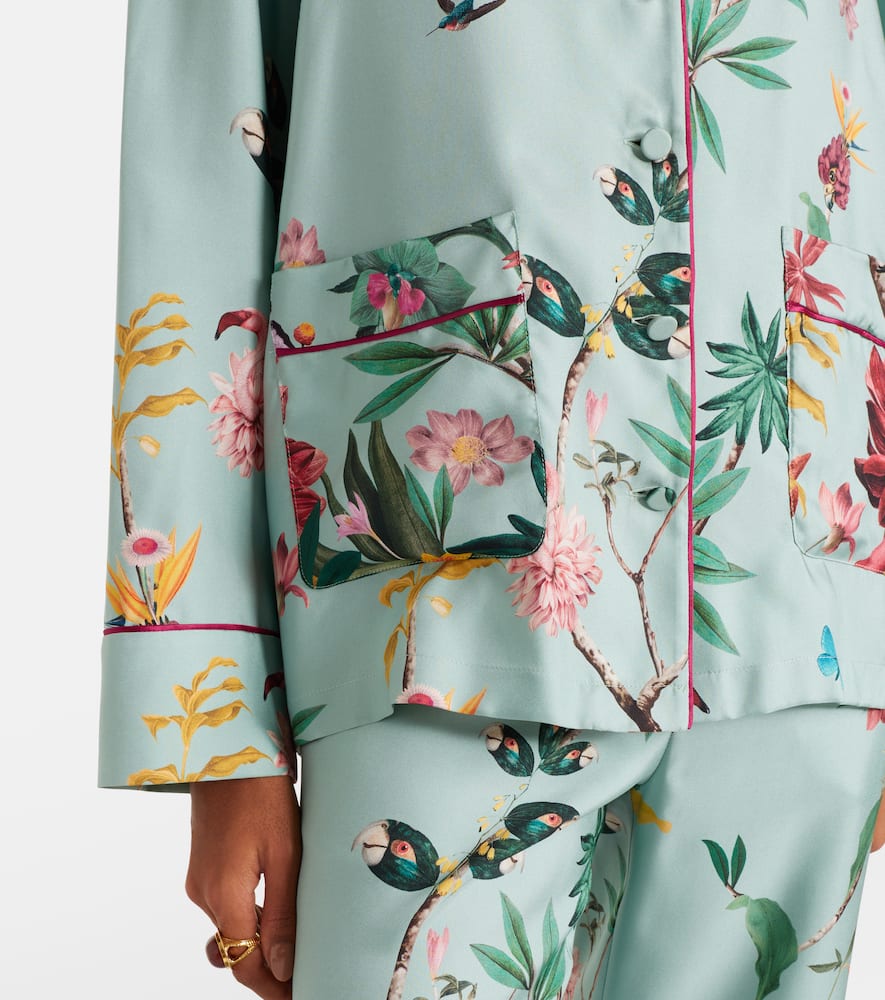 La Doublej Floral Panel Pyjama Shirt In Blue