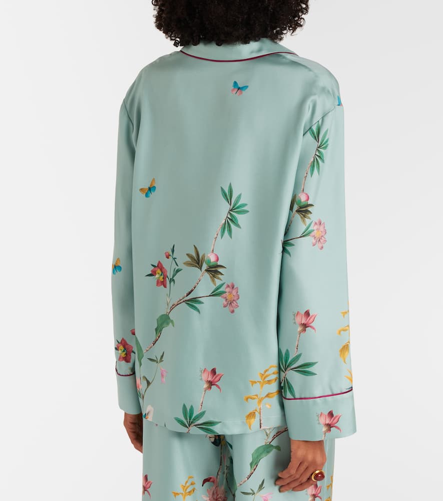 La Doublej Floral Panel Pyjama Shirt In Blue