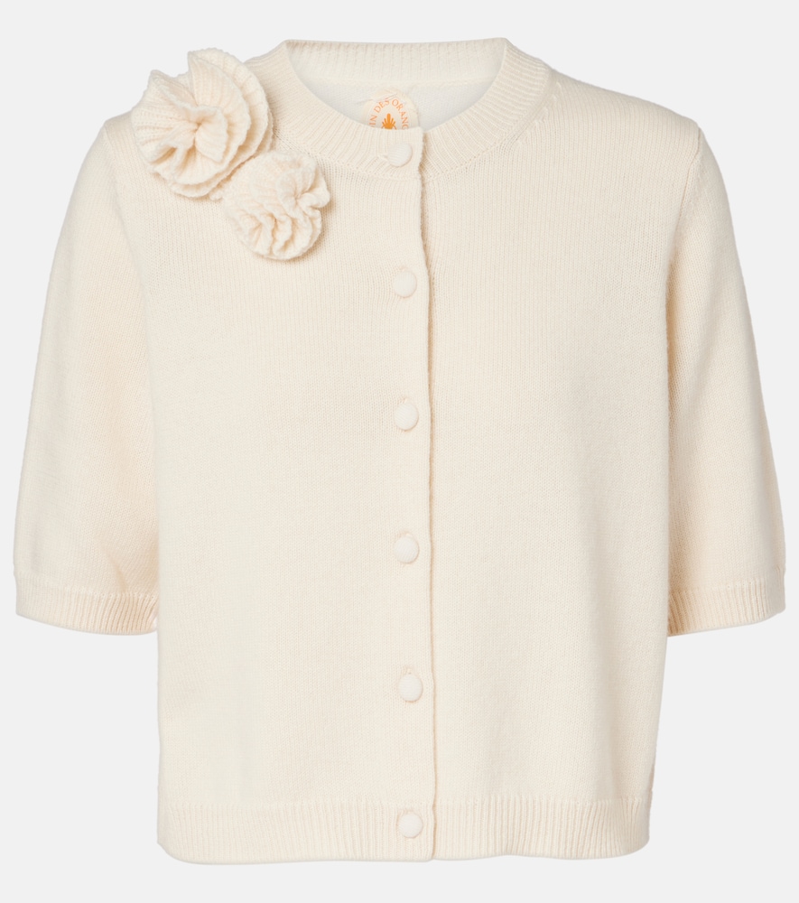 Jardin des Orangers Floral-appliqué wool and cashmere cardigan