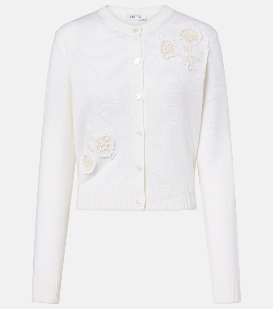 Erdem Floral-appliqué wool cardigan
