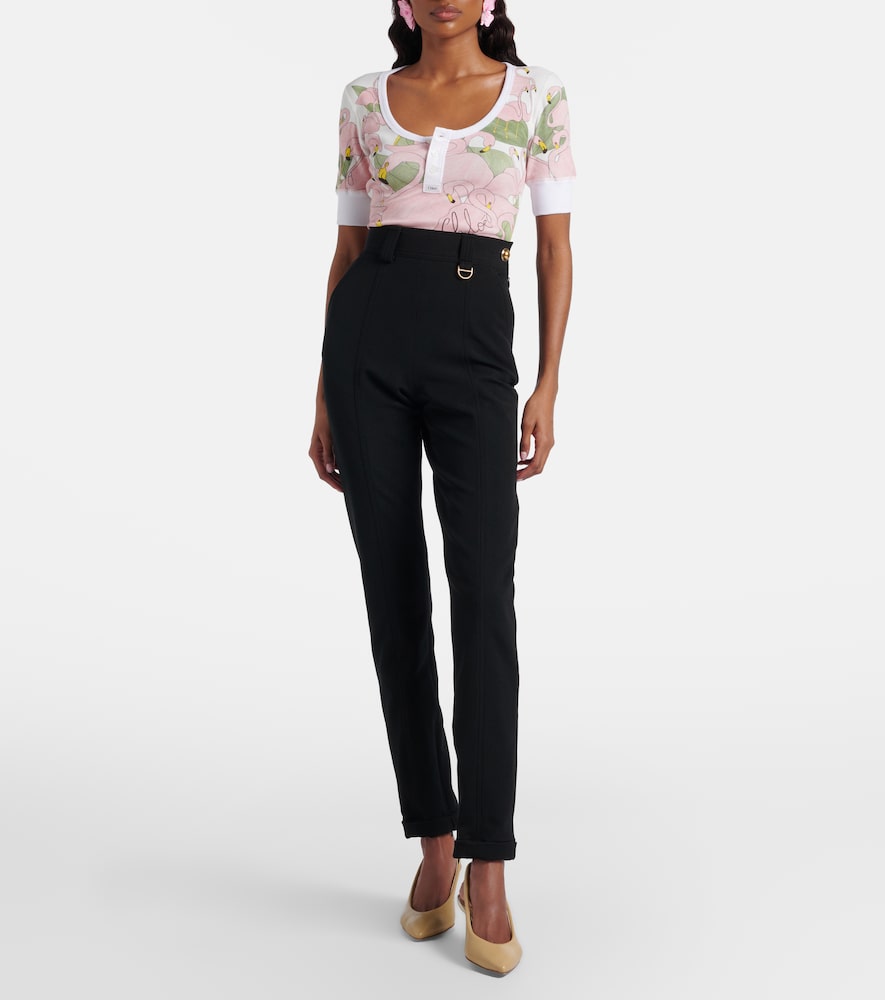 Chloé Printed cotton-blend Henley shirt