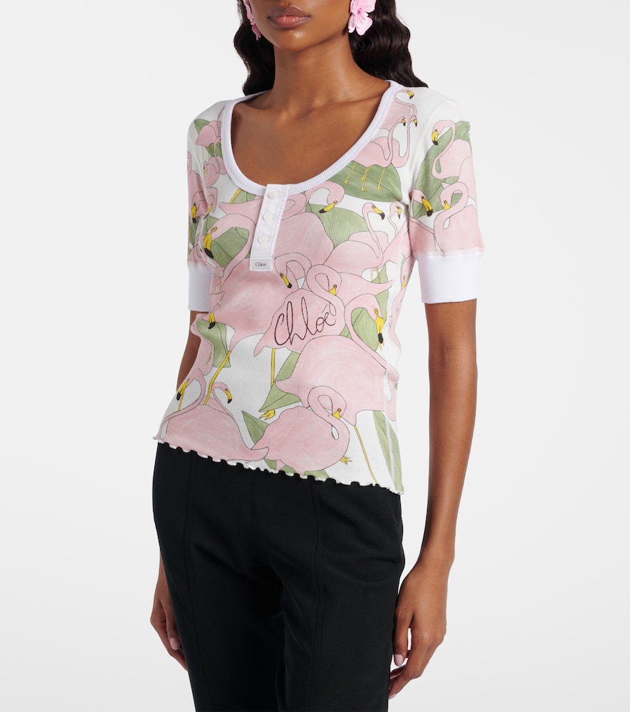 Chloe Chloe Printed Cotton-blend Henley Shirt 