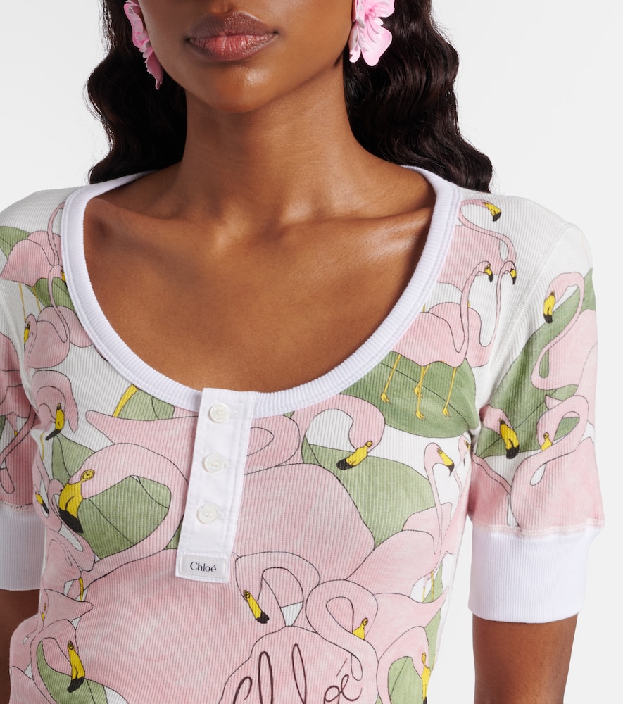  Chloe Chloe Printed Cotton-blend Henley Shirt 