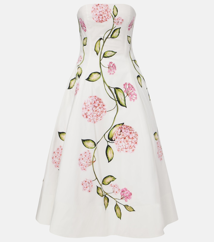 Oscar de la Renta Floral cotton-blend poplin bustier gown