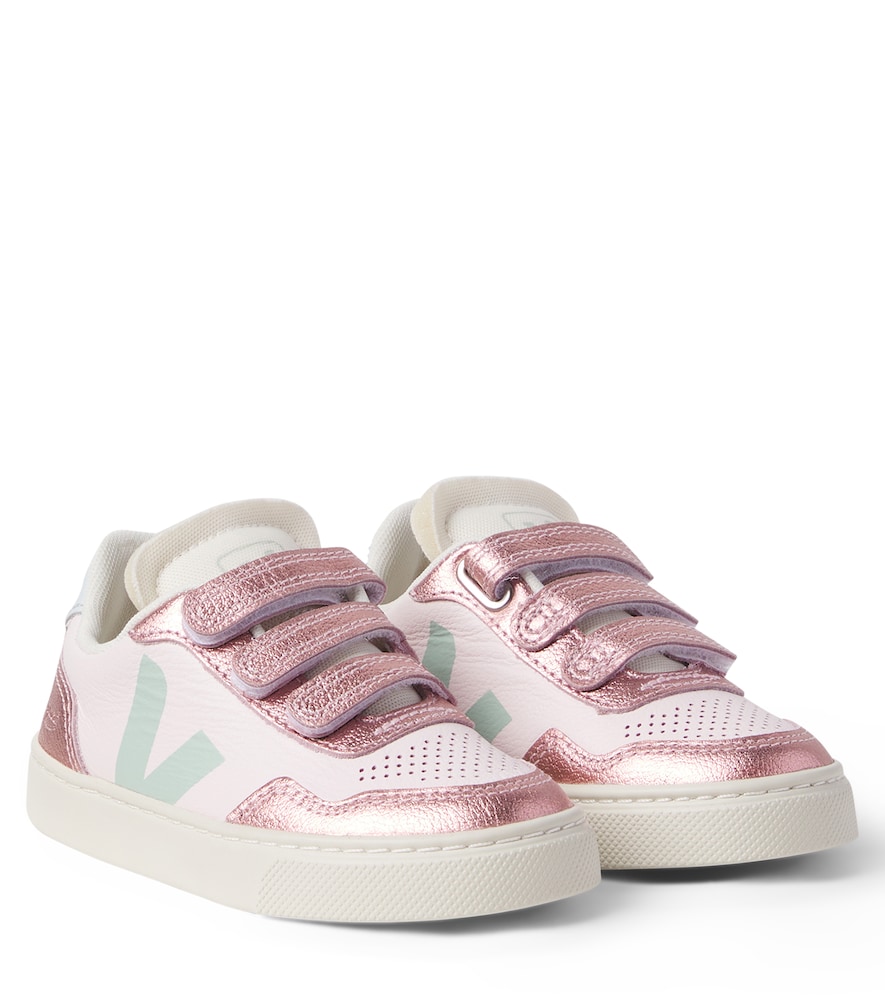 Veja X Bonpoint V-90 Leather Sneakers In Pink