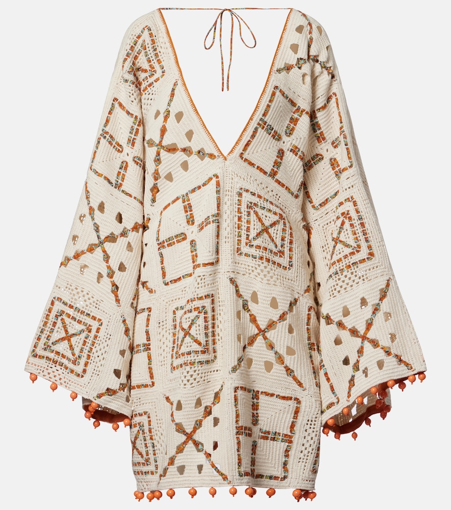 Alemais Alémais Marva beaded crochet cotton minidress
