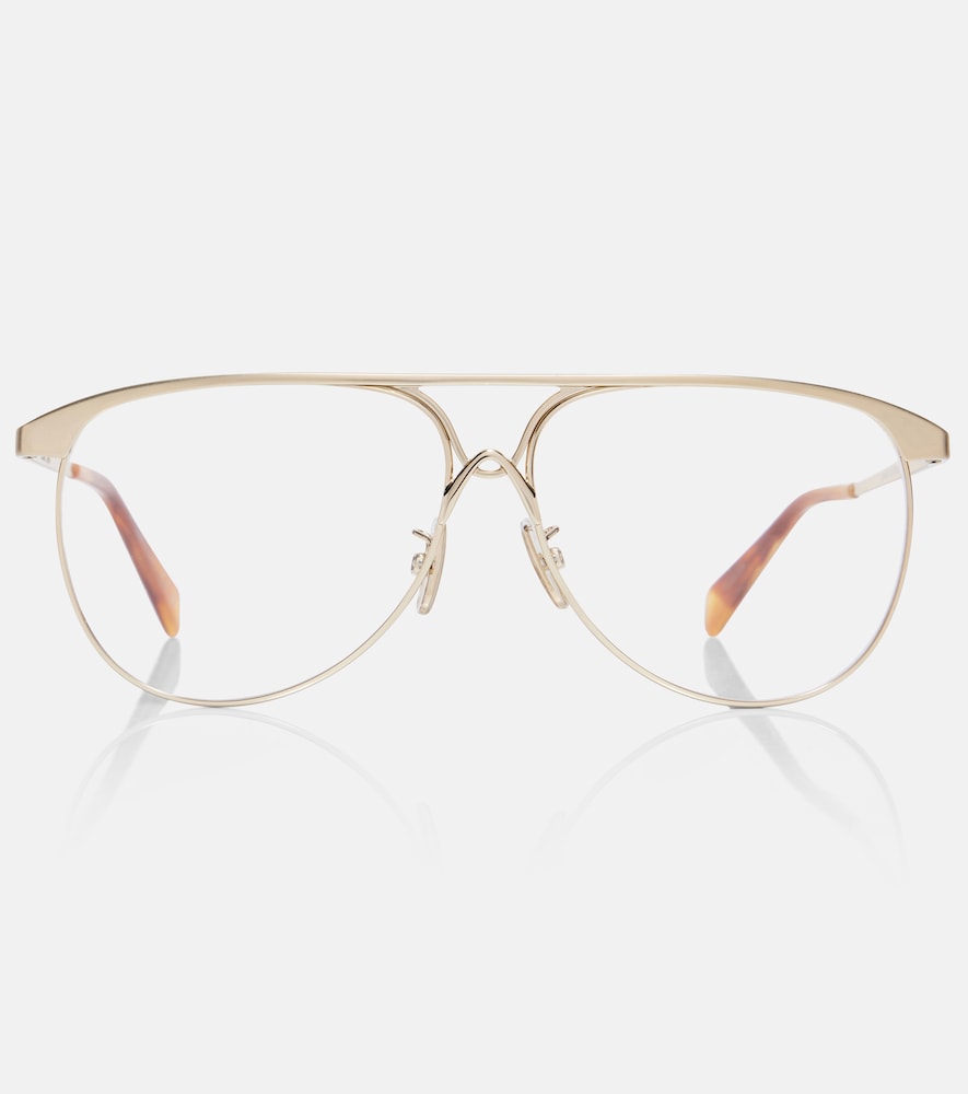Celine Logo Aviator Glasses In Gold