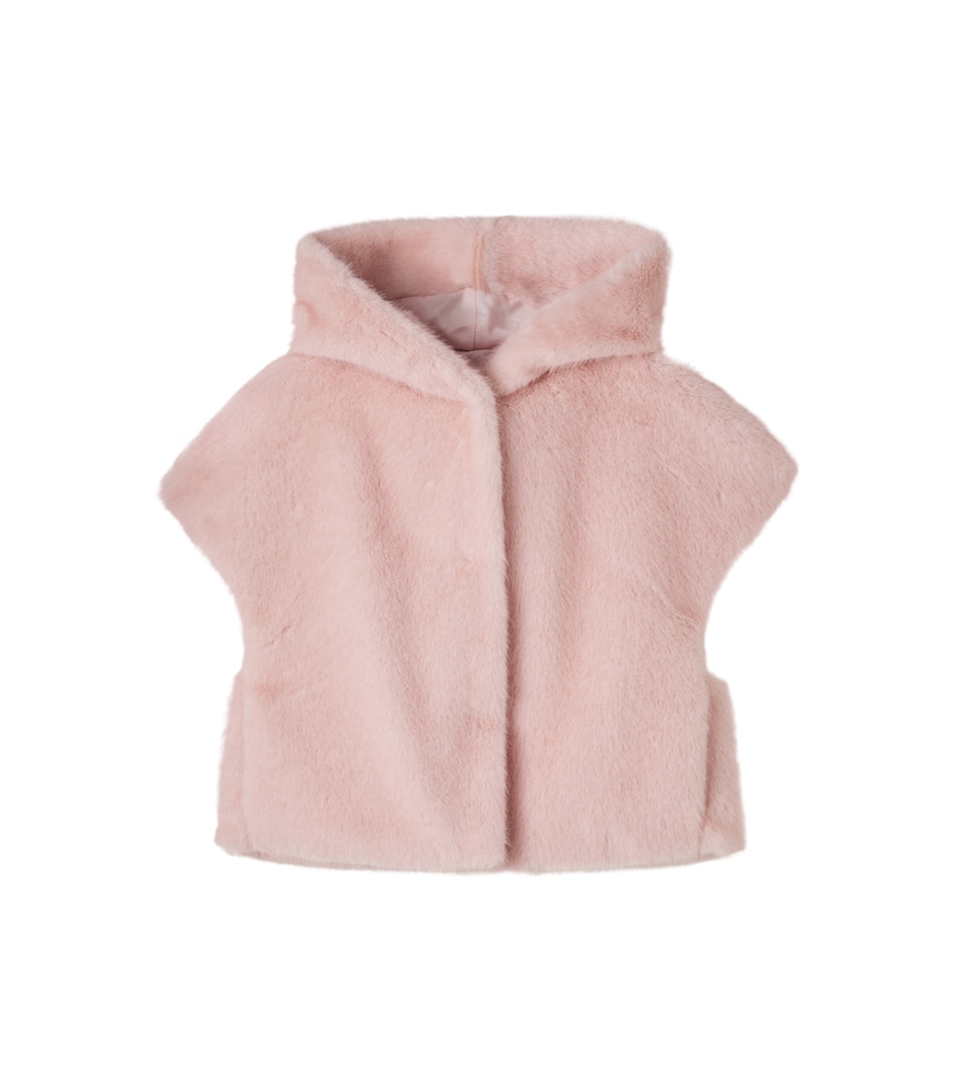 Gilet in teddy con cappuccio