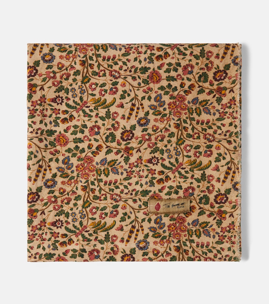 The House Of Lyria Neroli Floral Linen Picnic Blanket In Brown