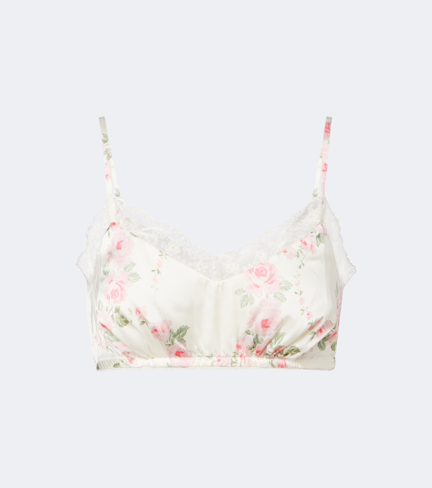 Simone Rocha Women's Multicoloured Floral Lace-Trimmed Satin Bralette UK Size 14 - Mytheresa