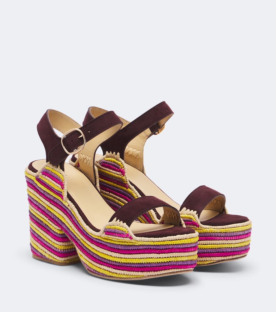 Sardis Suede And Raffia Platform Sandals