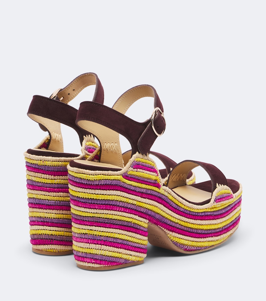 Sardis Suede And Raffia Platform Sandals