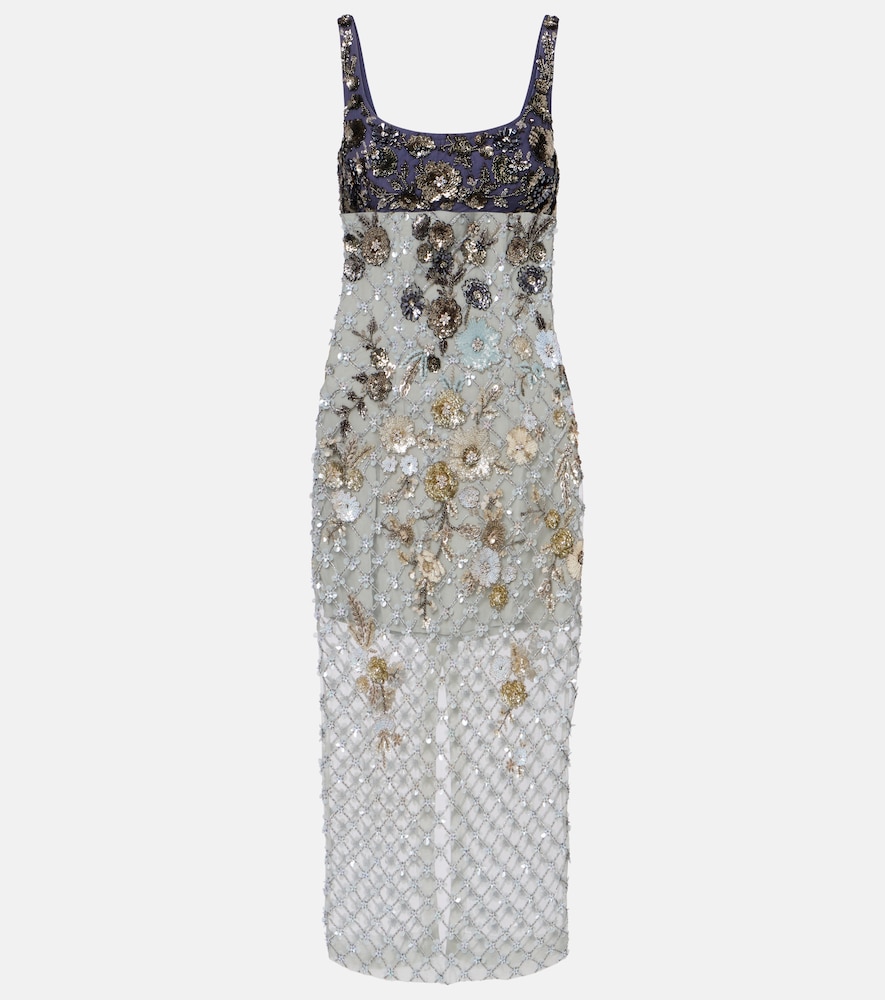 La Fuori Là Fuori Nyx Bloom Aurora Embellished Cocktail Dress In Blue