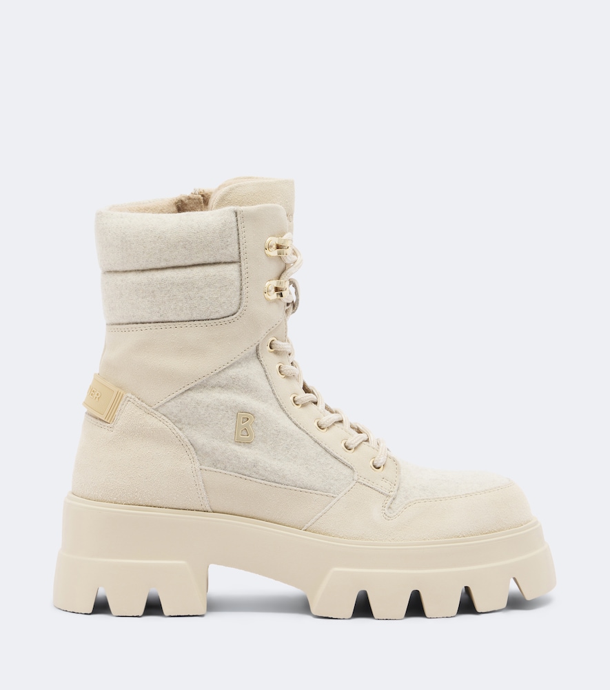 Sapporo Suede-Trimmed Lace-Up Boots