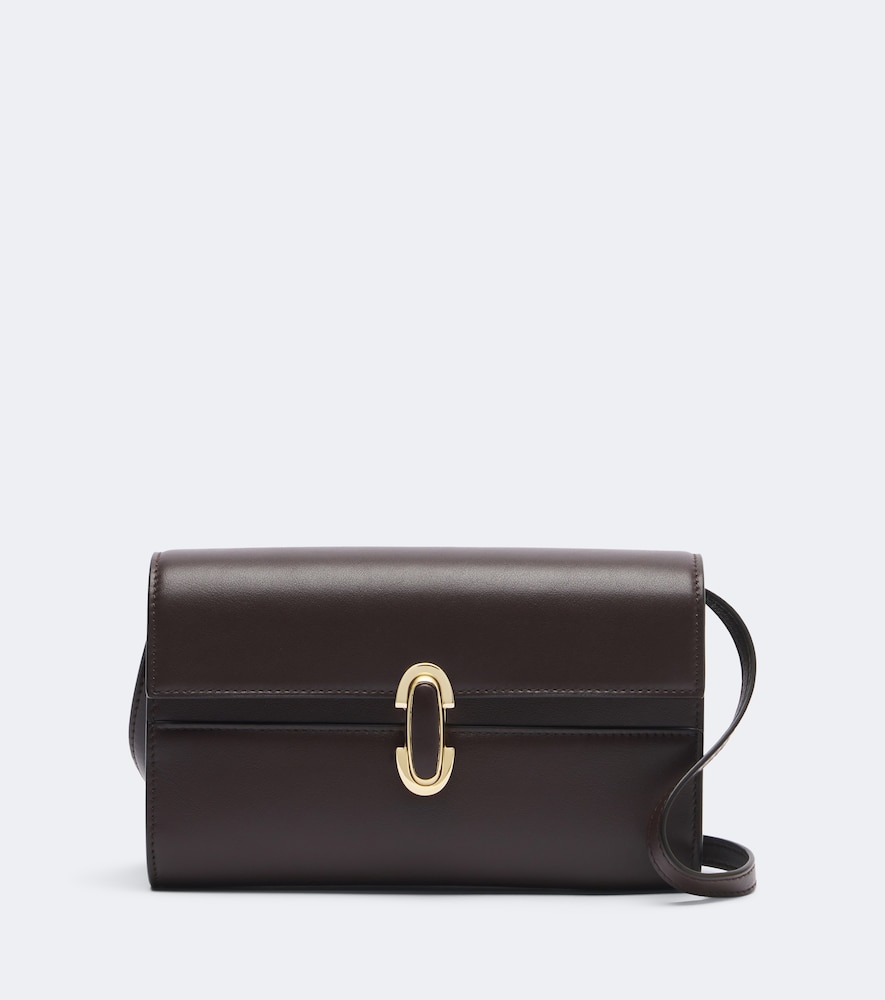 Savette Symmetry Mini Leather Crossbody Bag In Brown
