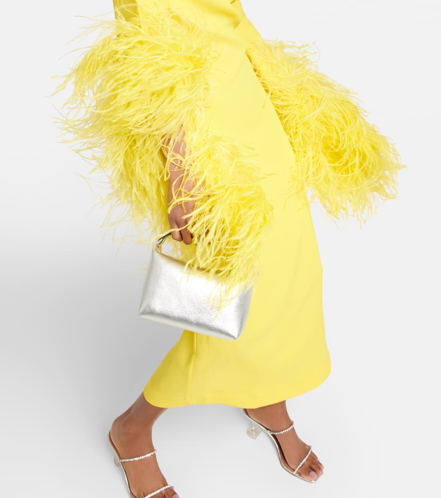 Taller Marmo Del Rio Ostrich-feather Trimmed Crepe Dress In Yellow