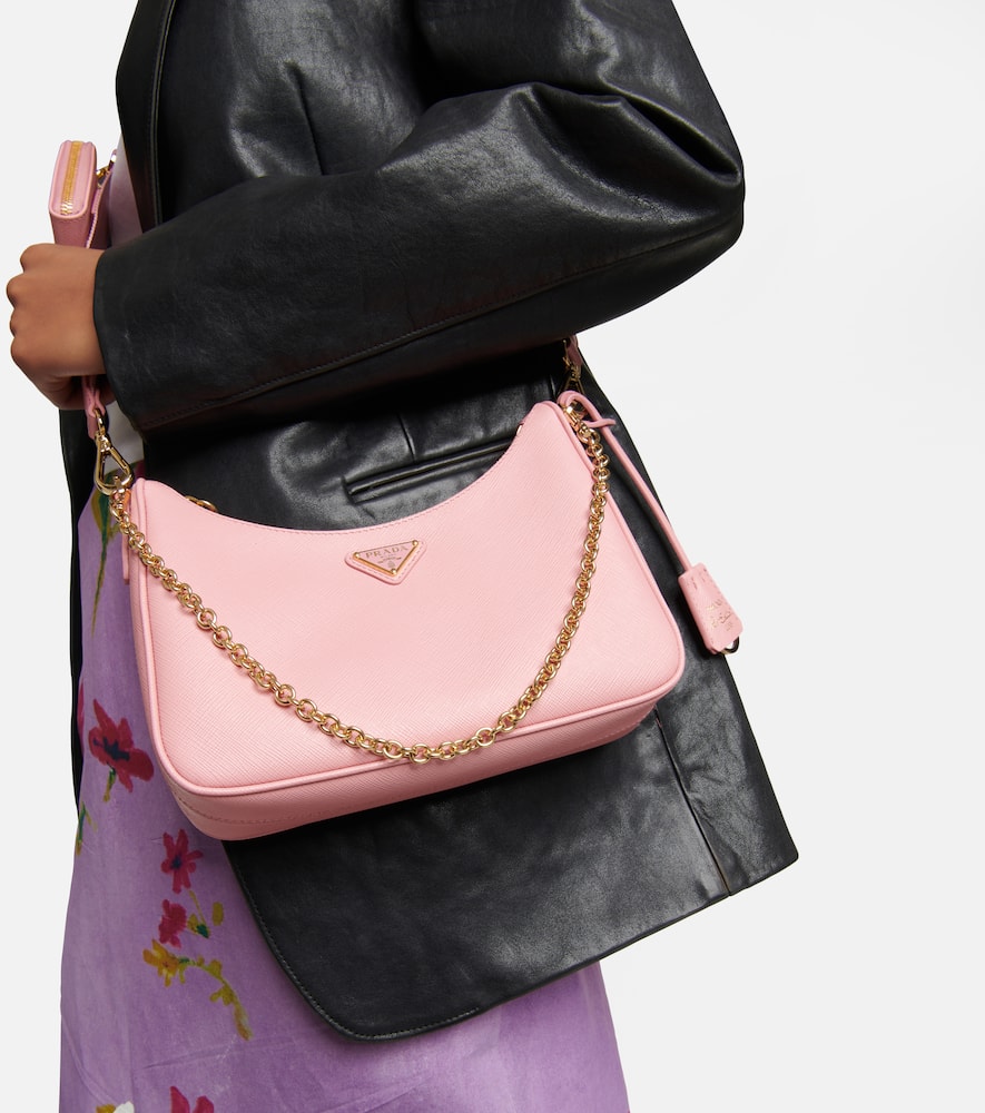 Prada Re-edition 2005 Small Leather Shoulder Bag In Petalo 1