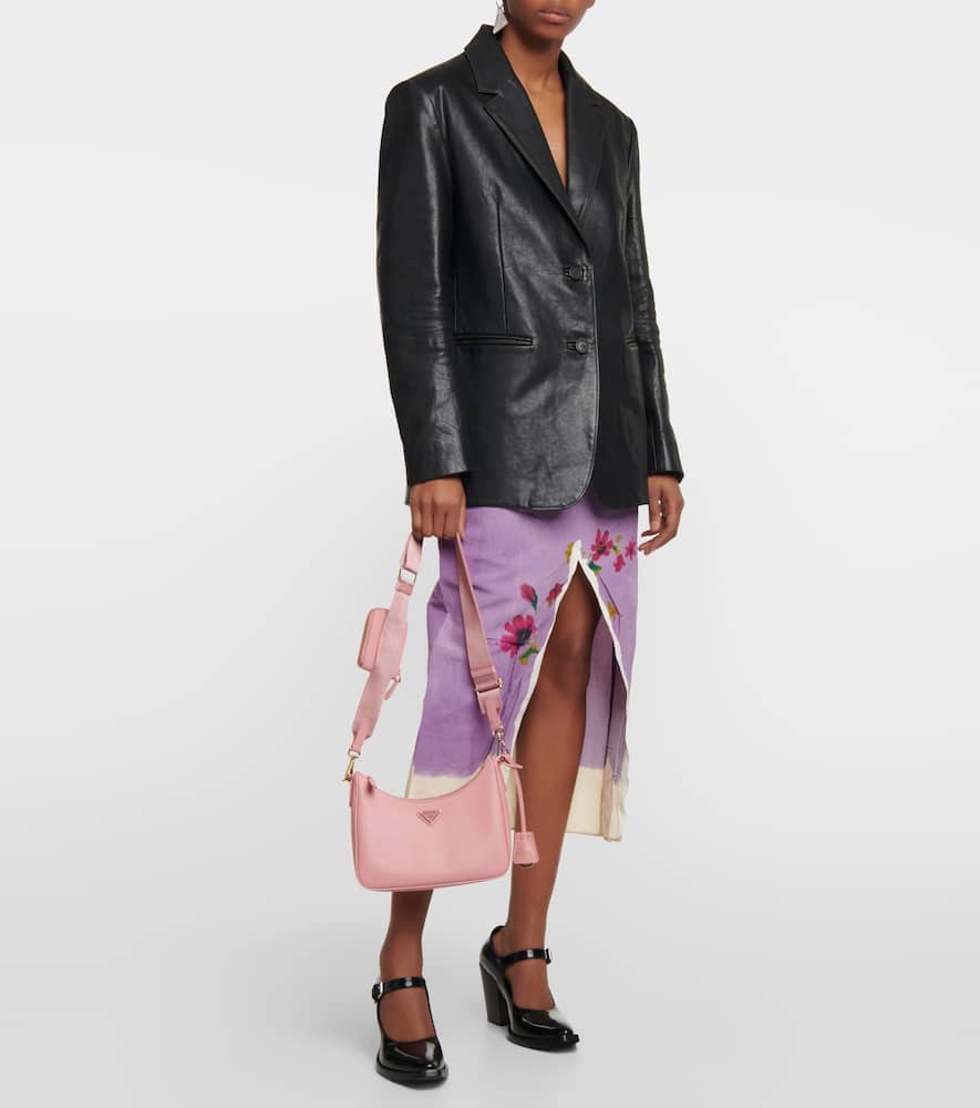 Prada Re-edition 2005 Small Leather Shoulder Bag In Petalo 1