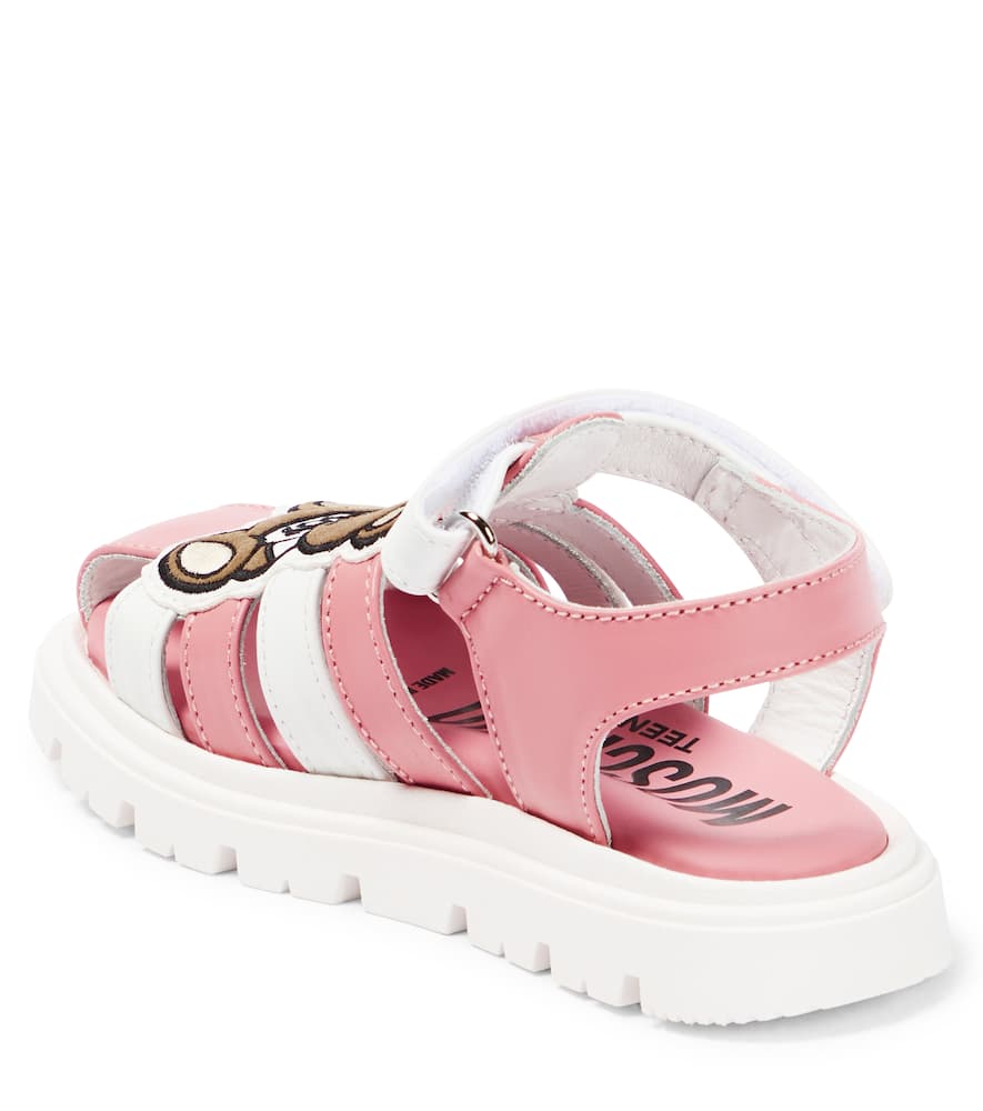 Moschino Two-tone Teddy-patch Sandals In Pink