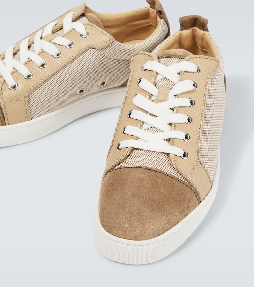 Shop Christian Louboutin Louis Junior Suede Sneakers In Neutrals