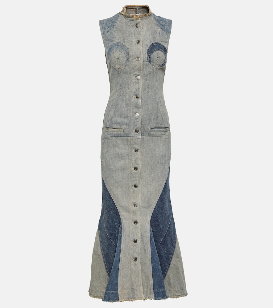Marine Serre All Over Moon Denim Maxi Dress