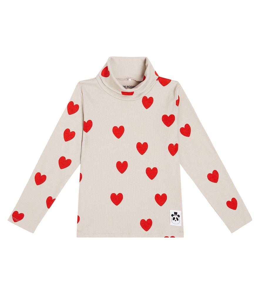 Mini Rodini Hearts cotton-blend turtleneck top