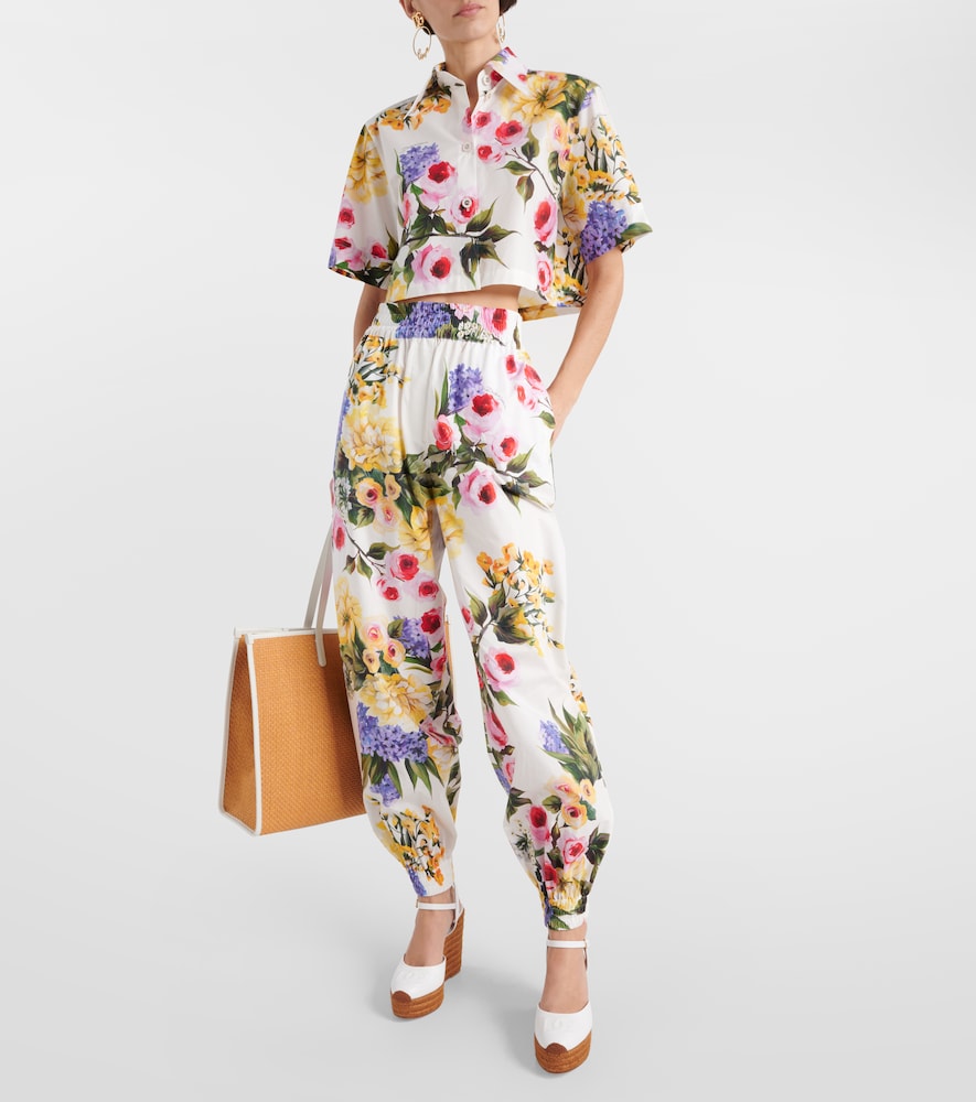 Dolce & Gabbana Floral cropped cotton poplin shirt