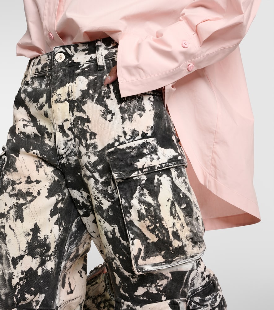 Attico Fern Denim Cargo Trousers In Multicoloured