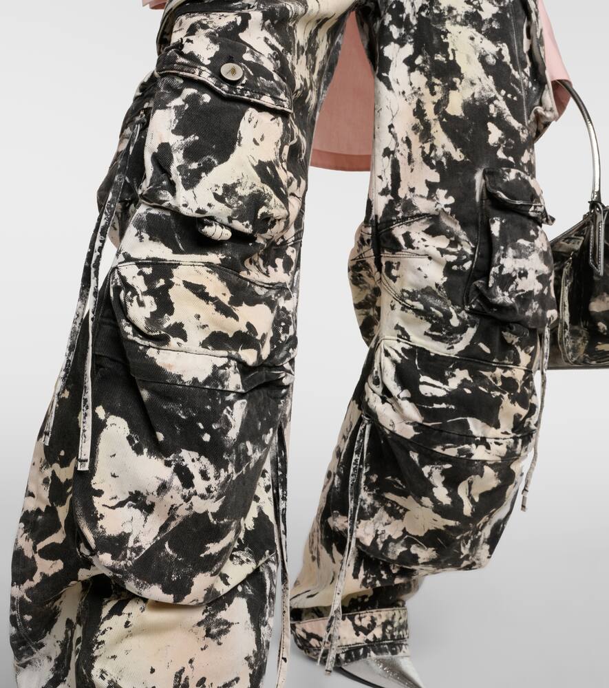 Attico Fern Denim Cargo Trousers In Multicoloured