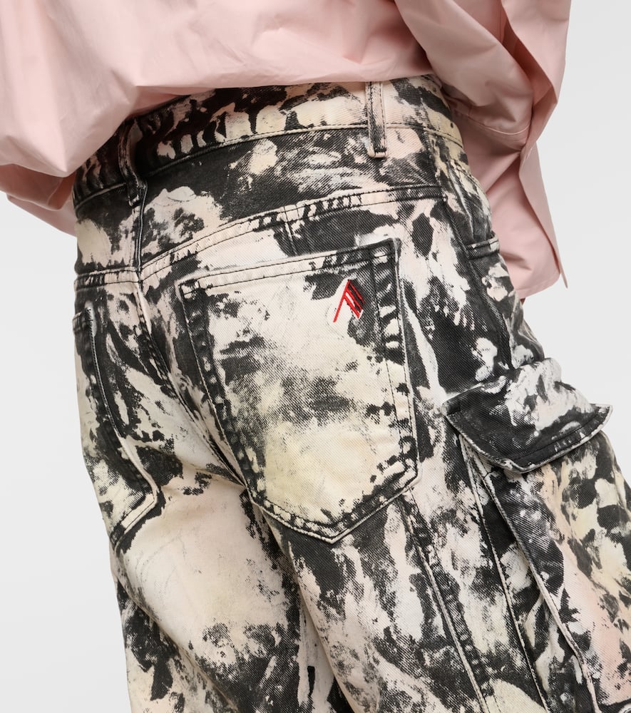 Attico Fern Denim Cargo Trousers In Multicoloured