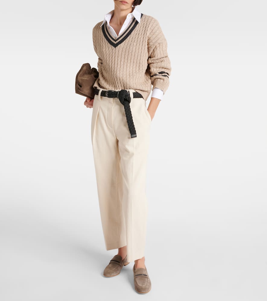 Brunello Cucinelli Gabardine High-rise Straight Pants In Naturale