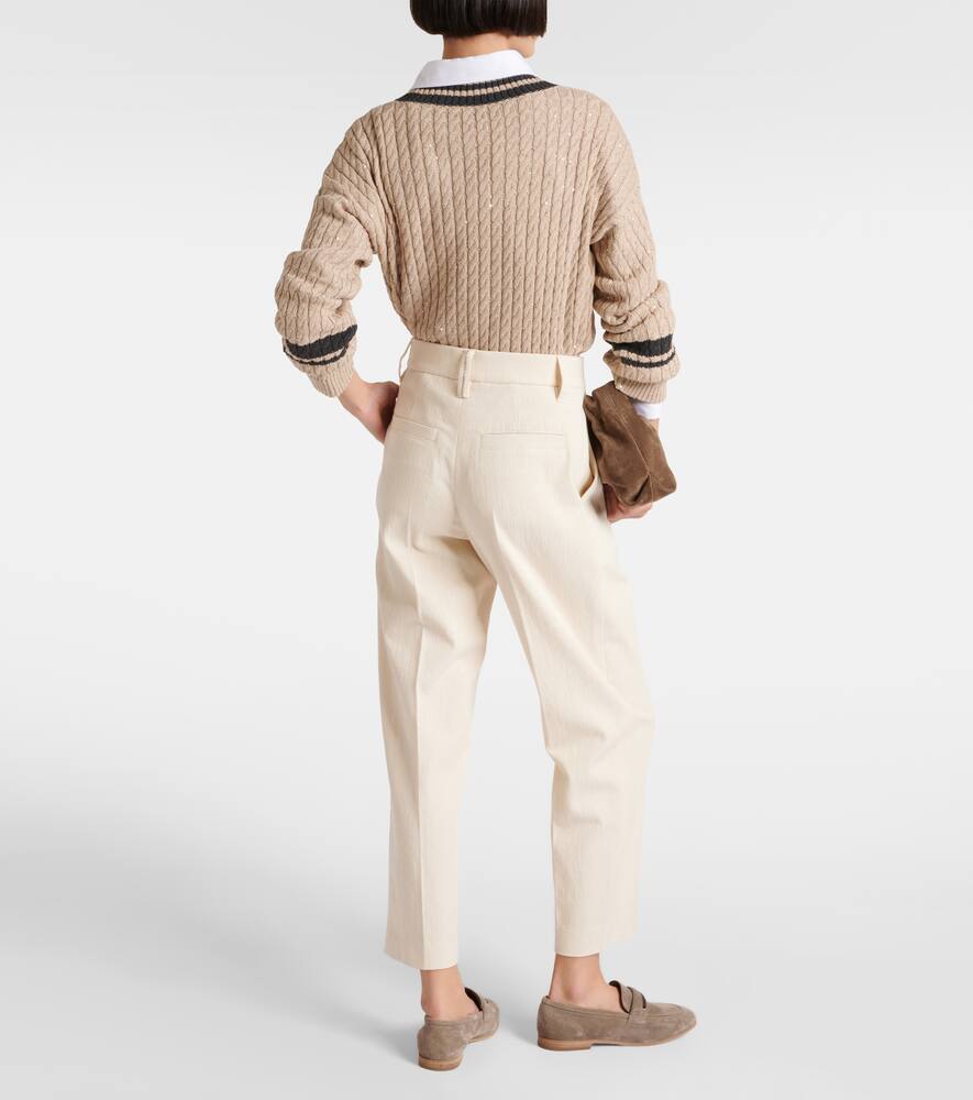 Brunello Cucinelli Gabardine High-rise Straight Pants In Naturale