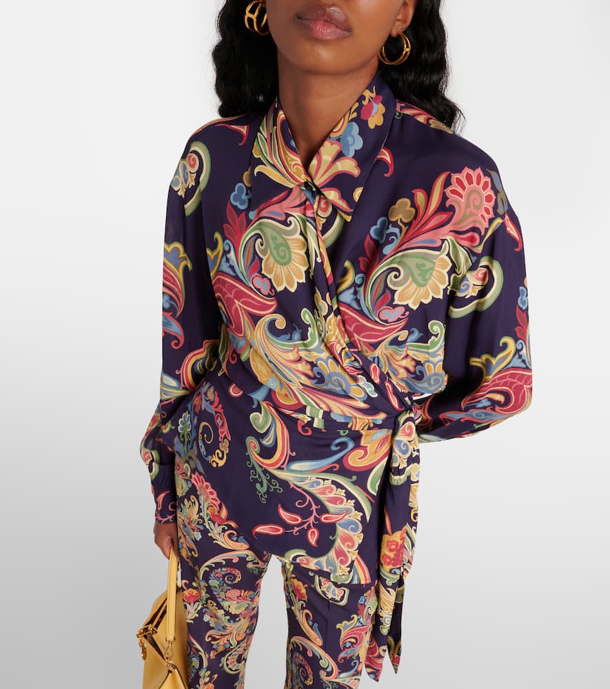 Etro Printed Wrap Top In Multicoloured