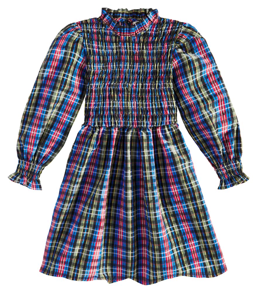 The New Society Mars Plaid Gathered Dress In Multicoloured