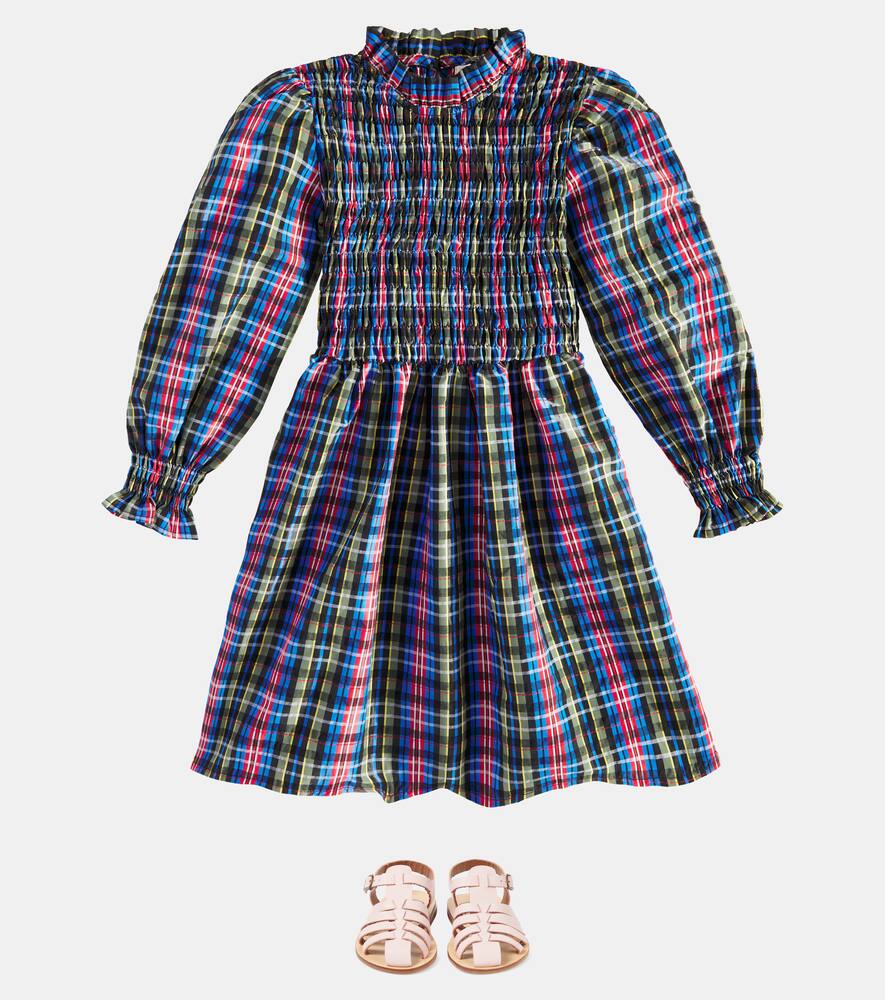The New Society Mars Plaid Gathered Dress In Multicoloured