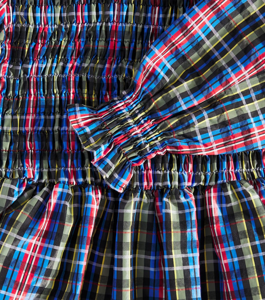 The New Society Mars Plaid Gathered Dress In Multicoloured