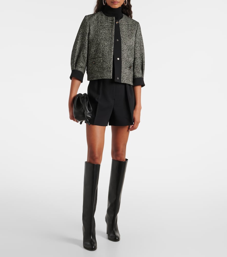 Max Mara Virgin Wool Blend Cropped Jacket In Black