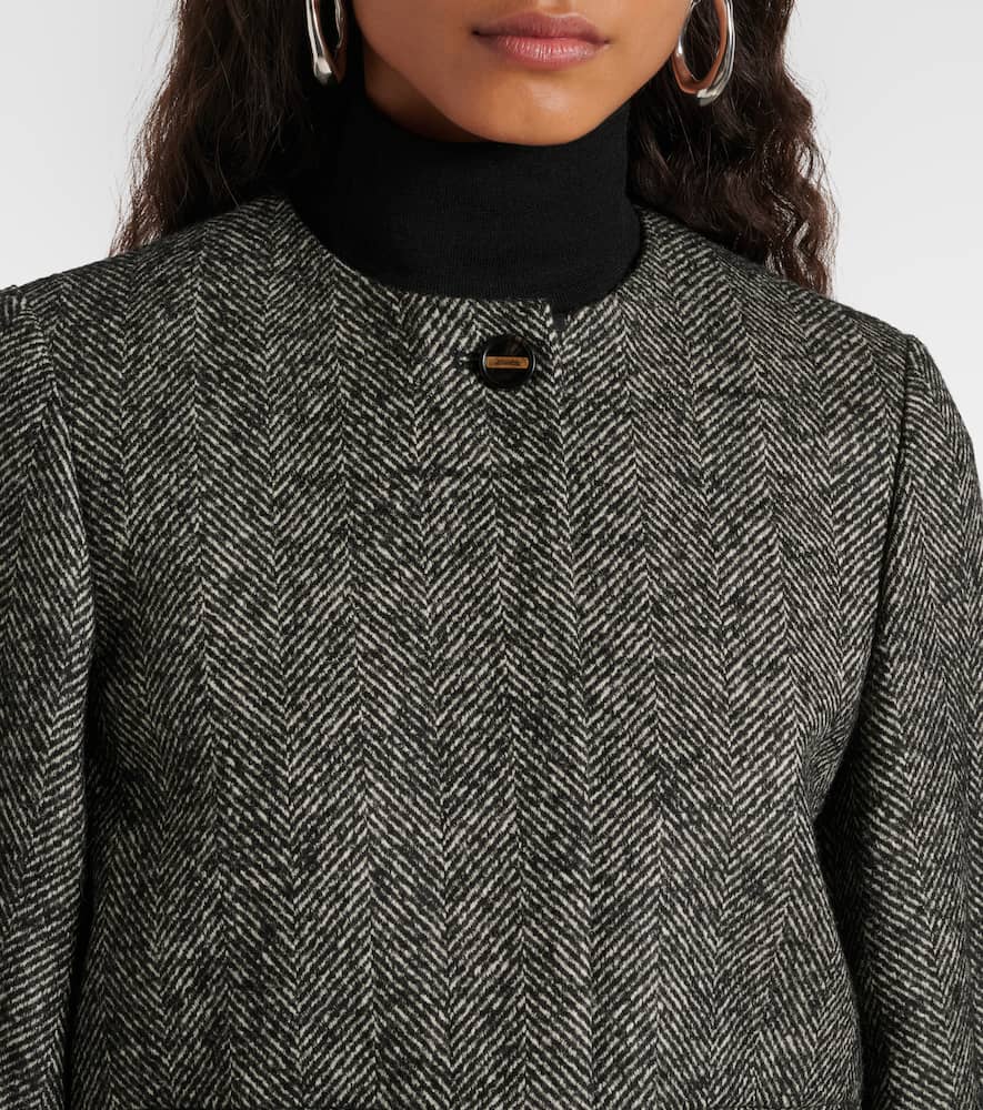 Max Mara Virgin Wool Blend Cropped Jacket In Black
