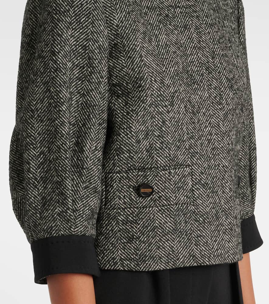 Max Mara Virgin Wool Blend Cropped Jacket In Black