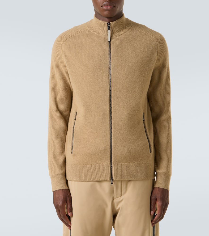 Bogner Dexter Wool And Cashmere Zip-up Sweater In Beige