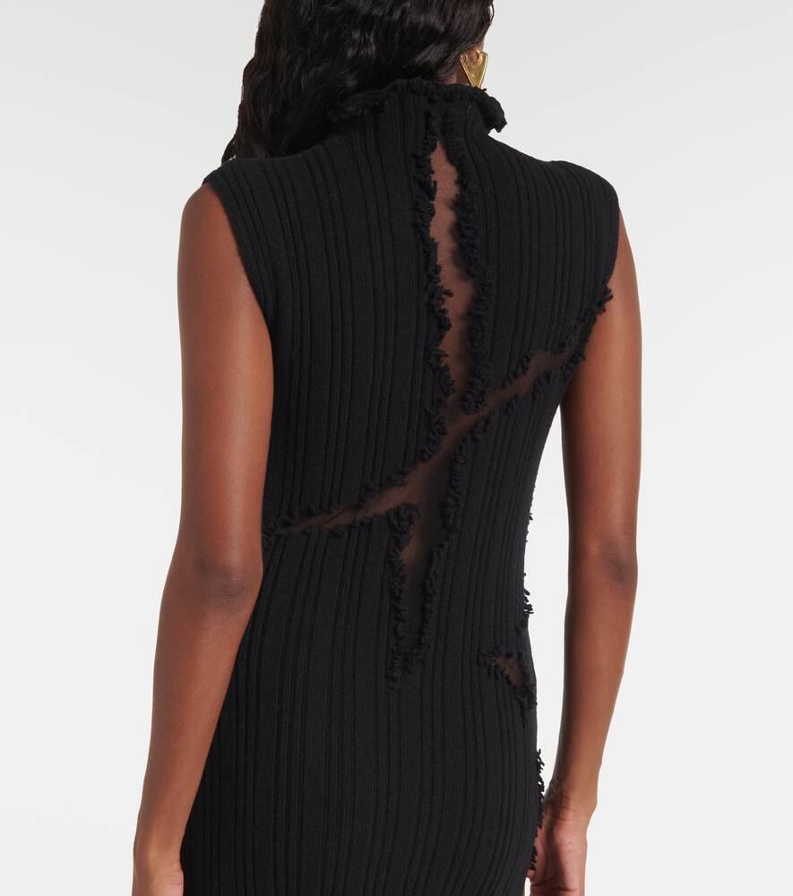 Shop Alexander Mcqueen Distressed Wool And Silk Maxi Dress In Black
