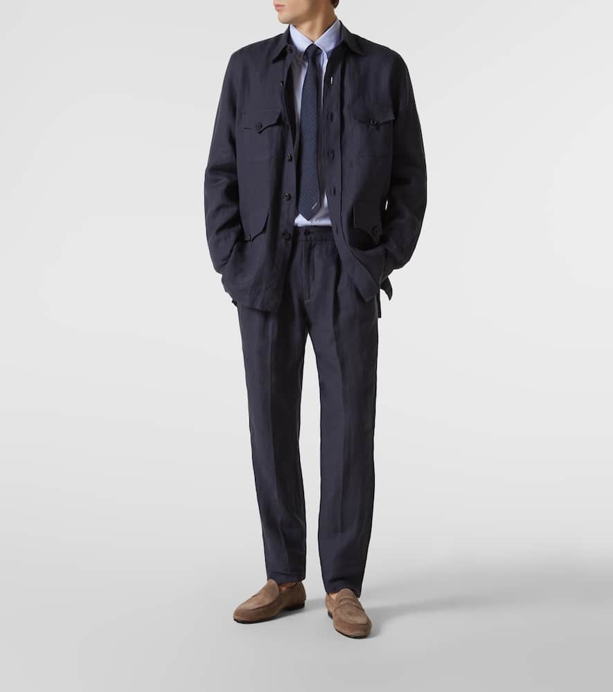 Rubinacci Hose Aus Leinen In Blue