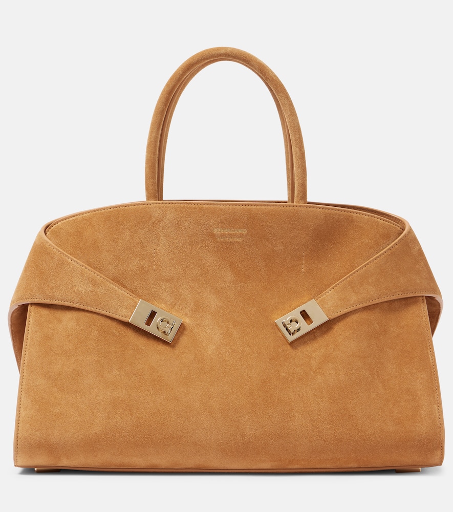 Ferragamo Hug Large suede tote bag