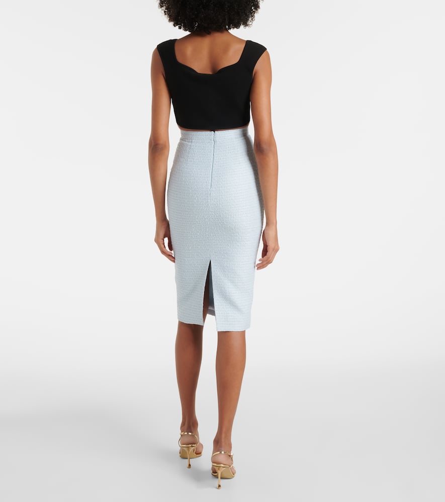 Roland Mouret Bouclé Midi Skirt In Blue