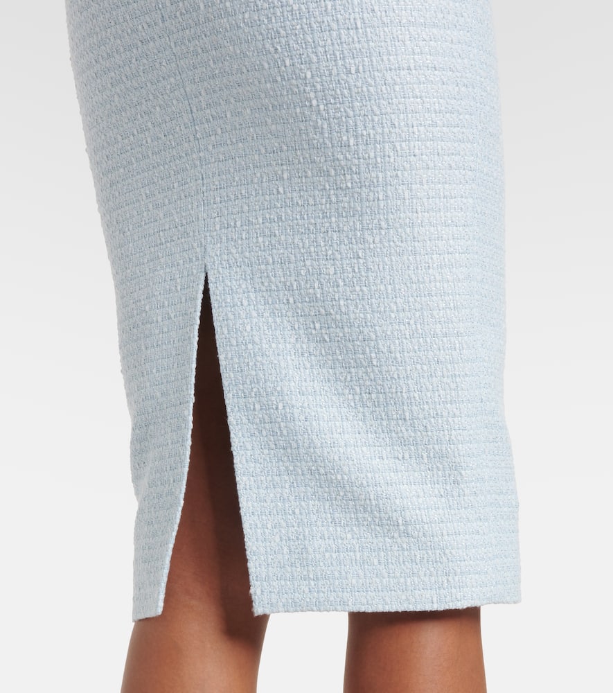Roland Mouret Bouclé Midi Skirt In Blue