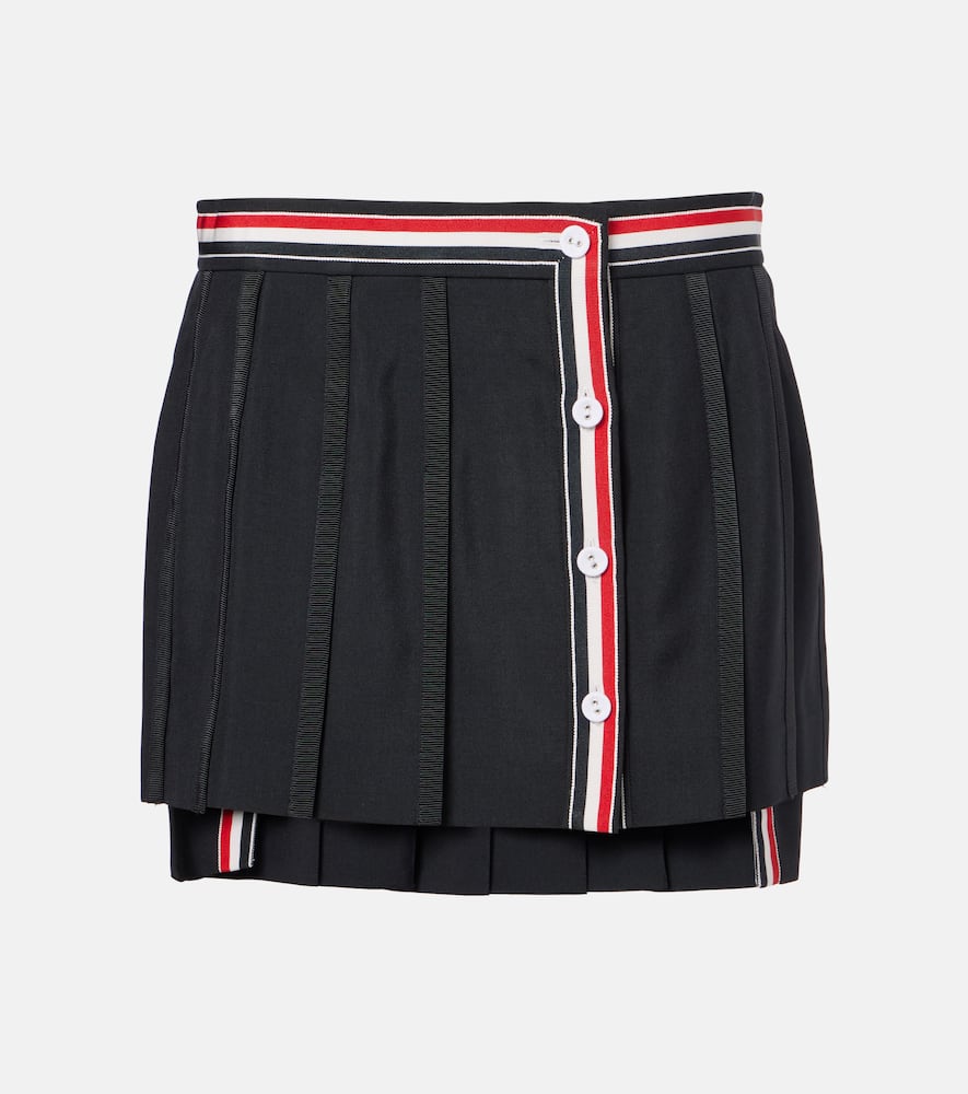 Asymmetric wool-blend miniskirt