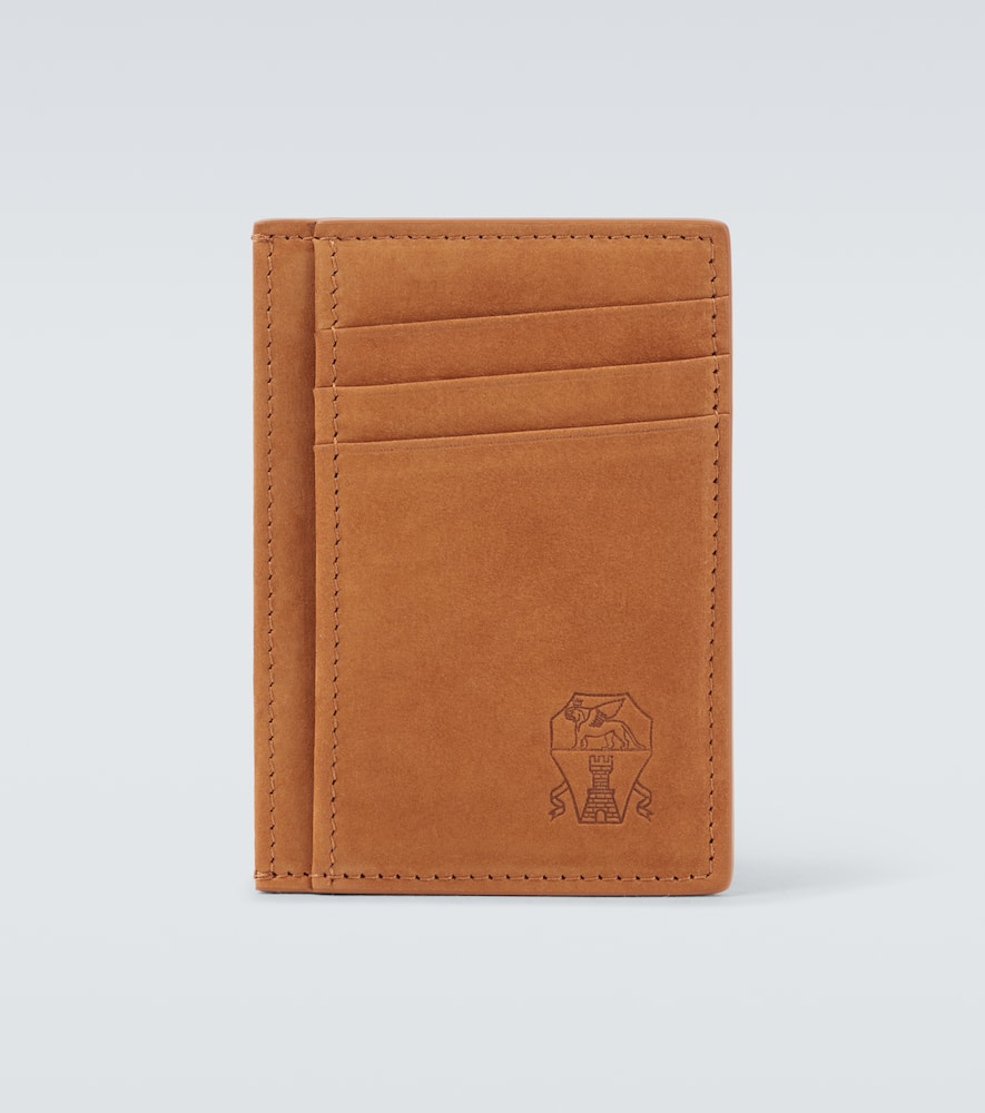 Brunello Cucinelli Suede Card Holder In Brown