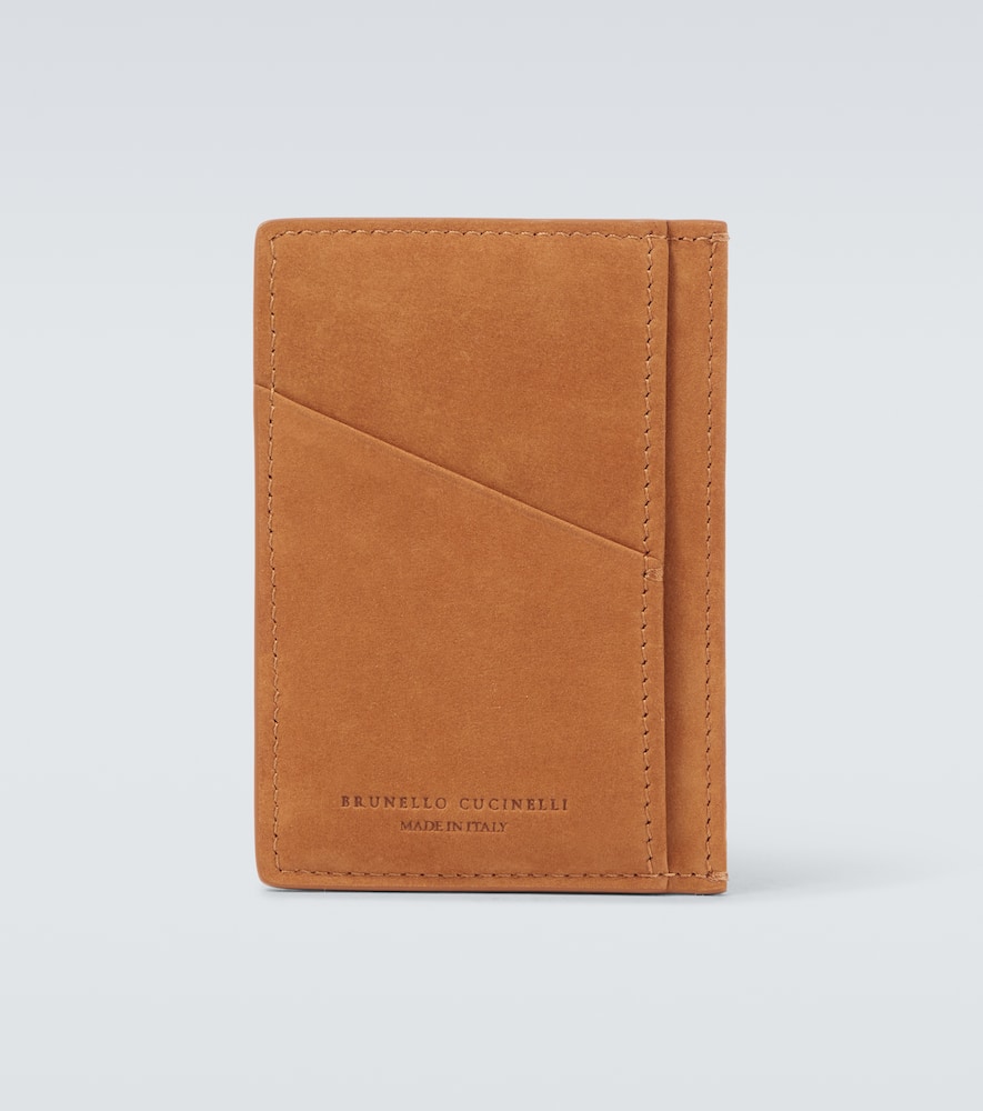 Brunello Cucinelli Suede Card Holder In Brown