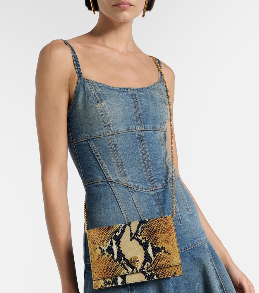 Alexander Mcqueen Mcqueen Small Skull Python Print Leather Shoulder Bag