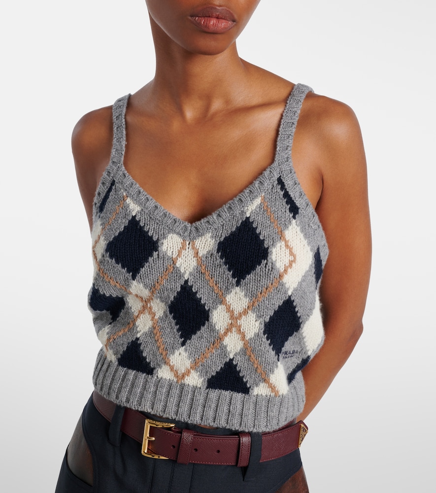  Prada Prada Argyle Cashmere Crop Top 